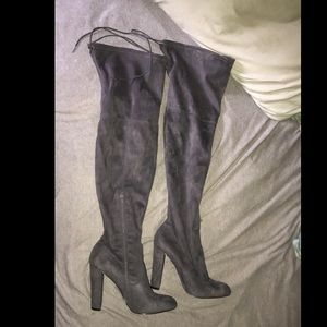 Cute over the knee grey healed boots